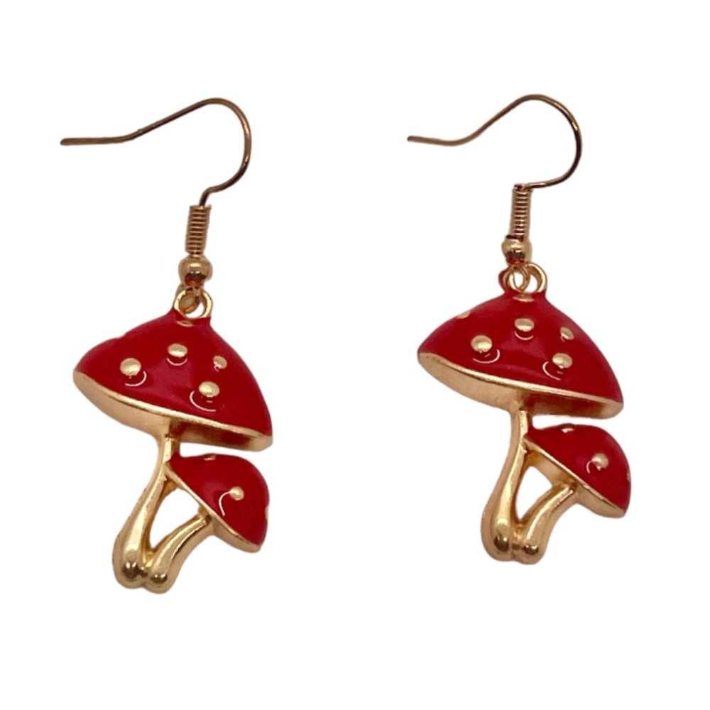 ⭐️❤️ FREE Mushroom Pair Plants Floral Boho Peasant Hipster Hippie Deco Earrings